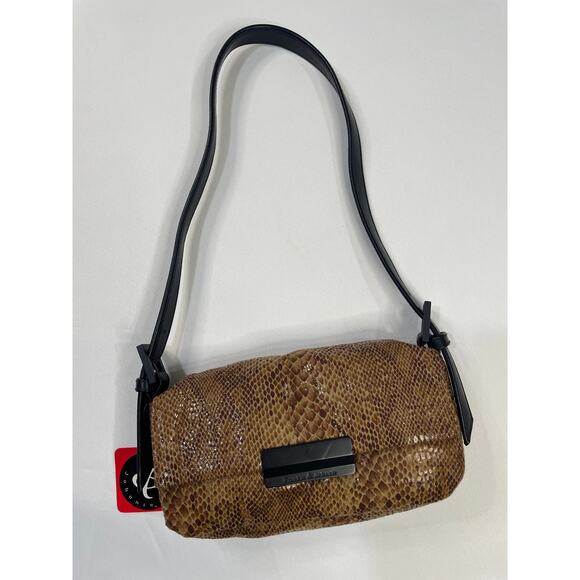 Frankie & Johnnie Snake Pattern Shoulder Bag Black & Tan - Picture 5 of 10